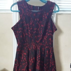 A HeartSoul red and black lace dress